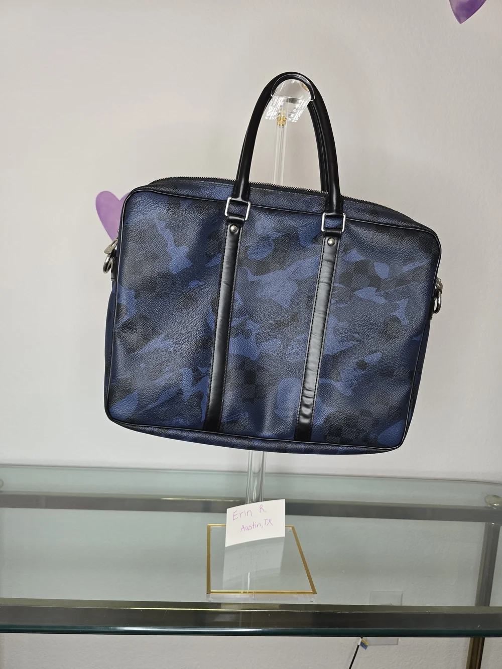 Damier Blue Camouflage Briefcase Or Documents Bag